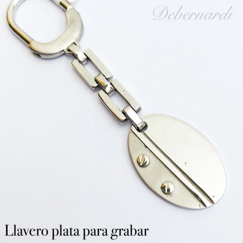 LLAVERO PLATA Y MEDALLA OVAL PARA GRABADO 7728