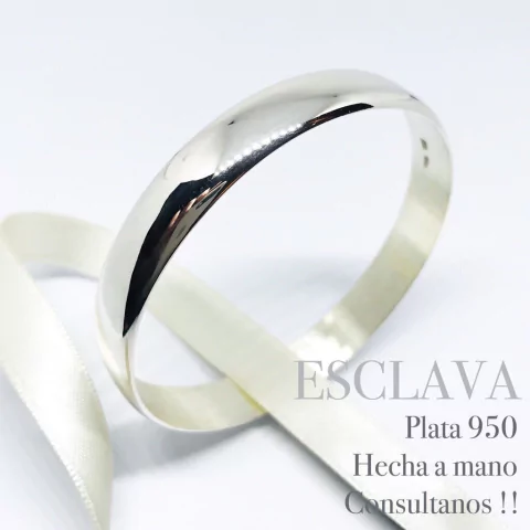 ESCLAVA PLATA ANCHA 10MM HECHA A MANO