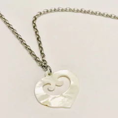 COLLAR ACERO Y DIJE NACAR CORAZON 3456