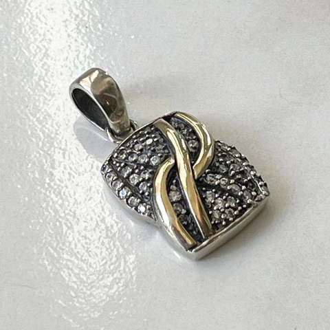 DIJE PLATA Y ORO COLOMBIANO ORO 18K CON CUBICS SK150