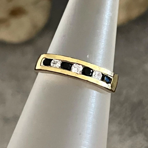 ANILLO 1/2 SIN FIN PLATA Y ORO PIEDRAS COMBINADAS K1594