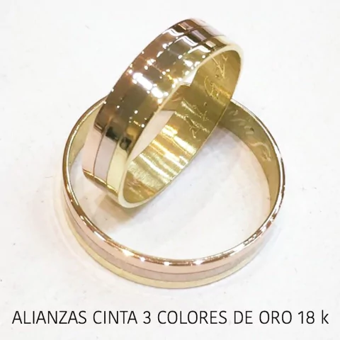 ALIANZAS DE 3 COLORES ORO 18 KTS