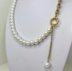 COLLAR ENCHAPADO Y PERLAS (IMITACION) CIERRE MARINERO 6832 - comprar online