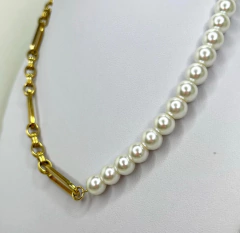 COLLAR ENCHAPADO Y PERLAS (IMITACION) CIERRE MARINERO 6832 en internet