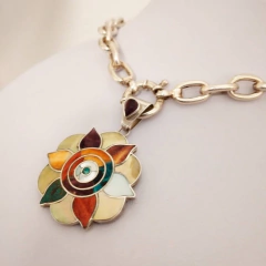 COLGANTE MANDALA EN PLATA Y NACAR 3924