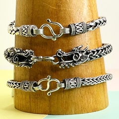 IMPORTANTE PULSERA PLATA UNISEX DRAGON VIKINGA COD 5134 en internet