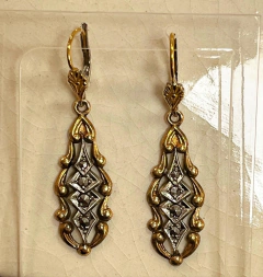 AROS ANTIGUOS PLATA Y ORO CON MARCASITAS 3946 en internet