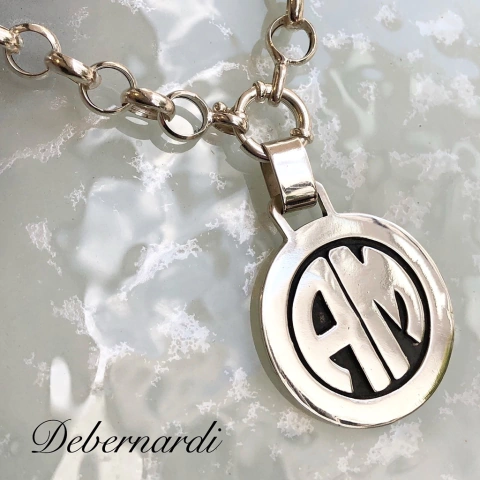 MEDALLA INICIALES LETRAS REDONDA PLATA MACIZA 9650