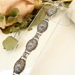 PULSERA PLATA Y MARCASITAS ANTIGUA CON ZAFIROS BLANCOS SK575 - comprar online