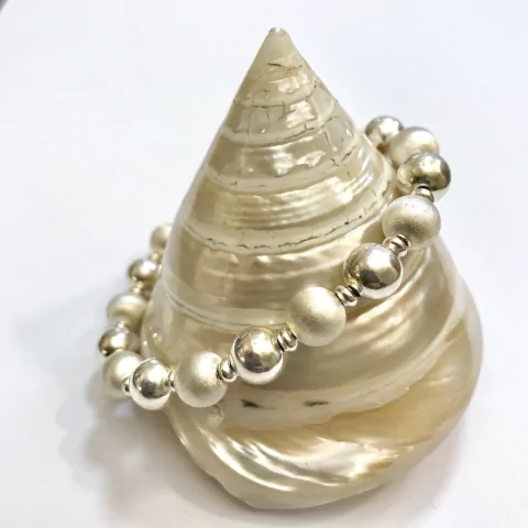 PULSERA BOLITAS SATINADAS PLATA ITALIANA 925 cod: 5926