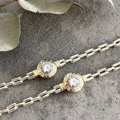 PULSERA BVG PLATA Y ORO CON CUBIC COMBINADA k1013 - comprar online