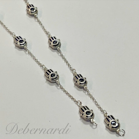 PULSERA PLATA Y MANOS DE FATIMA CON ESMALTE K1289