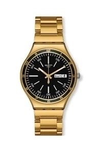 RELOJ SWATCH IRONY GOLD FONDO NEGRO MOD Ygg705g