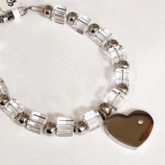 PULSERA ACERO Y CRISTALES CON CORAZON K2329