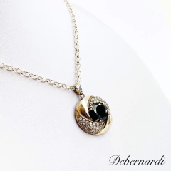 CADENA Y DIJE PLATA Y ORO CON ZAFIRO AZUL 133