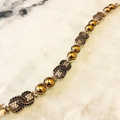 PULSERA DE PLATA Y ORO 18 KLT Y PIEDRAS NATURALES. COD: 3472