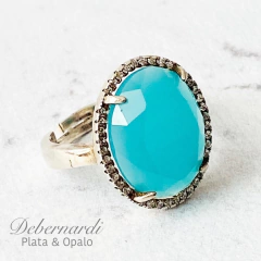 ANILLO PLATA OPALO OVAL CABUJON 9928 - comprar online