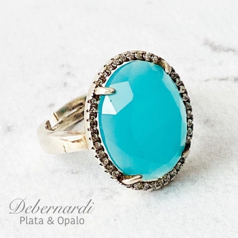ANILLO PLATA OPALO OVAL CABUJON 9928 - comprar online
