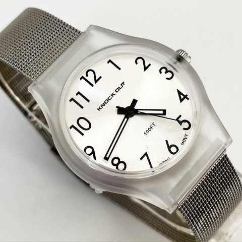 RELOJ KNOCK OUT ACERO MALLA TEJIDA 1570