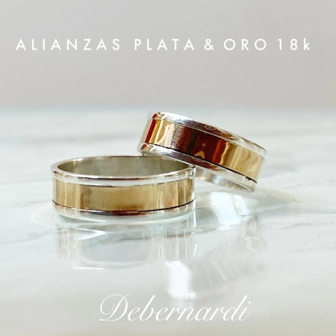 ALIANZAS ANCHAS EN PLATA Y ORO 18 K HECHAS A MANO