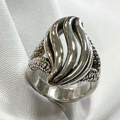ANILLO INFLADO ALMENDRA ITALIANO TIPO BELGIORNO EN PLATA SK752 - comprar online