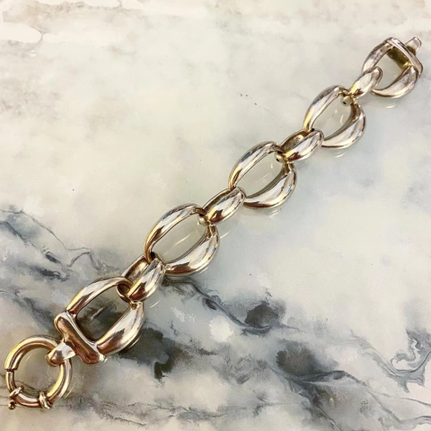 PULSERA HERRADURA EN PLATA ITALIANA CON CIERRE MARINERO J163