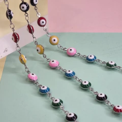 PULSERA ACERO Y OJOS TURCOS DE COLORES ITALIA COD.5450