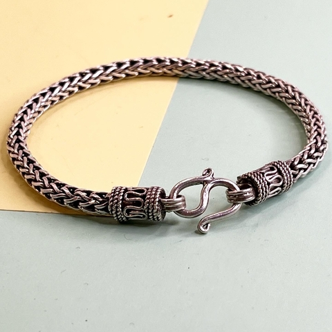 PULSERA PLATA TAILANDESA TEJIDA VIKINGA CIERRE EN S COD 5133