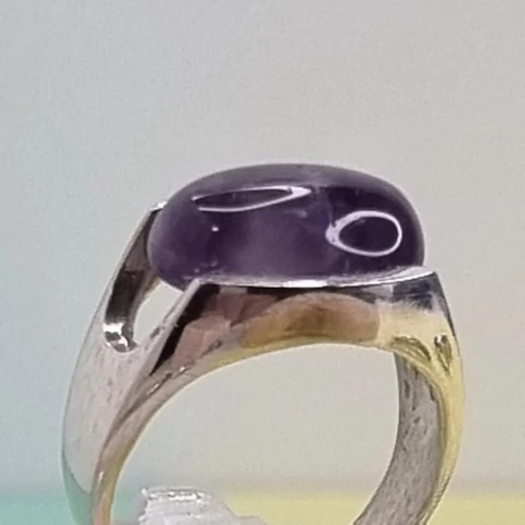 ANILLO AMATISTA CABUJON EN PLATA 925 6358