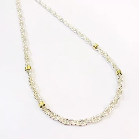 COLLAR CADENA PLATA 925 TORBILLON COMBINADA CON ORO 7826