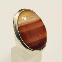 ANILLO ÁGATA COLORADA VETAS MARRONES COD: 2102 - tienda online