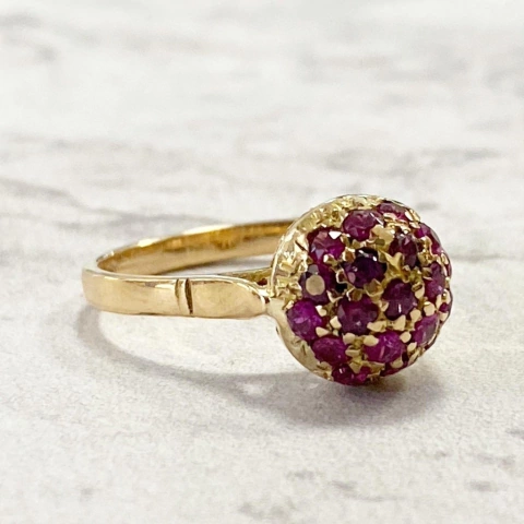 ANILLO FRUTILLA ORO Y RUBIES SK910