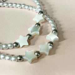 PULSERA PERLAS Y ESTRELLAS DE NACAR K2335 - DEBERNARDI - Joyeria Debernardi