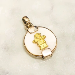 DIJE NENE/NENA HECHO A MANO PLATA ORO Y NACAR - comprar online