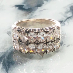 ANILLO MEDIO SIN FIN DOBLE PLATA Y CUBICS J911 - comprar online