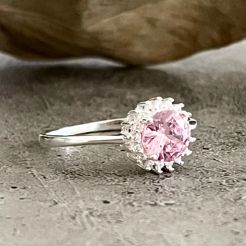 ANILLO PLATA ROSETA CON ROSA DE FRANCIA K1752