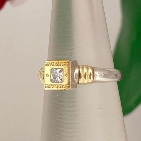 ANILLO BVG CHICO PLATA Y ORO CON CUBIC BG53