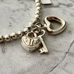 PULSERA PLATA CON BOLITAS Y DIJE TRIPLE ORIGEN ITALIA K1295 - comprar online