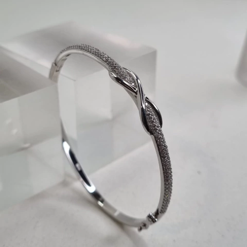 HERMOSA PULSERA PLATA Y CUBCS CON INFINITO PAVEE ITAILIA 4734