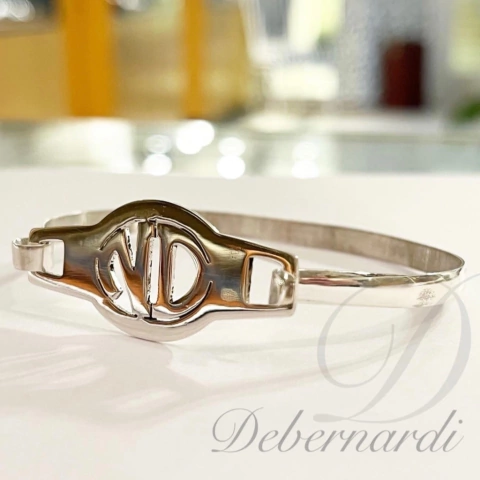 PULSERA PLATA CON LETRAS INICIALES hecha a mano N223