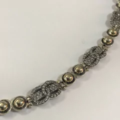 PULSERA DE PLATA Y ORO 18 KLT Y PIEDRAS NATURALES. COD: 3472 - comprar online