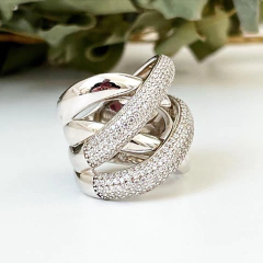 ANILLO DOBLE PAVÈ PLATA ITALIANA. SK503