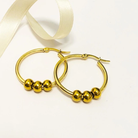 AROS ACERO ARGOLLAS TAI ENCHAPADAS bolitas 3cm
