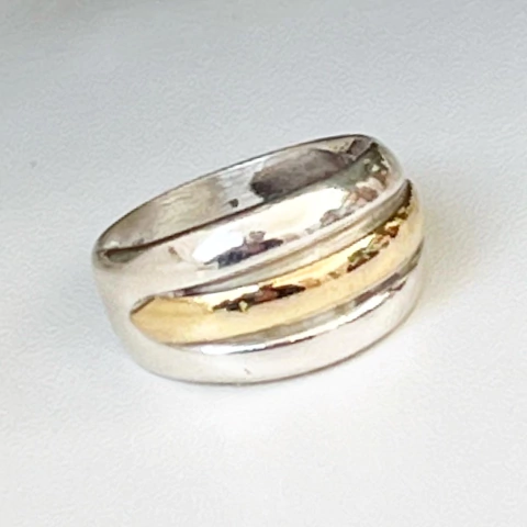 ANILLO CABUJON PLATA Y ORO SK506
