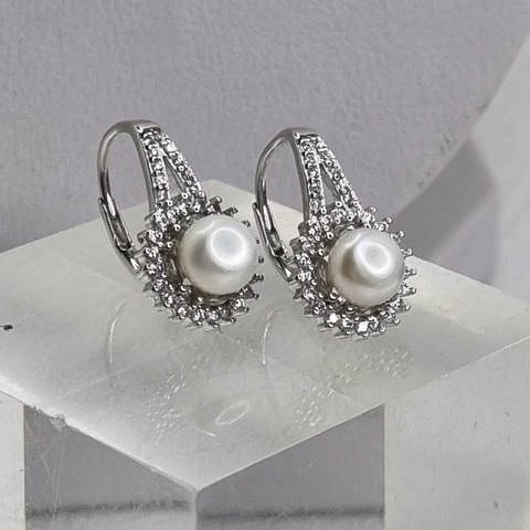 AROS PERLAS NATURALES AGUA DULCE Y CUBICS EN PLATA