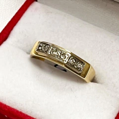 ANILLO ORO COMBINADO ORO BLANCO Y DIAMANTES CHICOS SK925