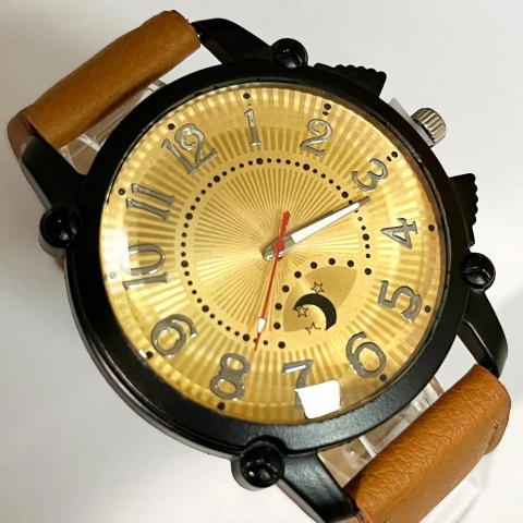 RELOJ CAJA NEGRA CORREA SUELA CON LUNA PROMODQ1179