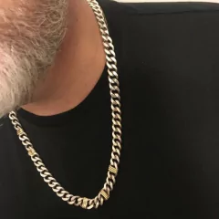 CADENA GROUMET PLATA Y ORO ANCHA MACIZA TIPO CUBANA sk706 en internet