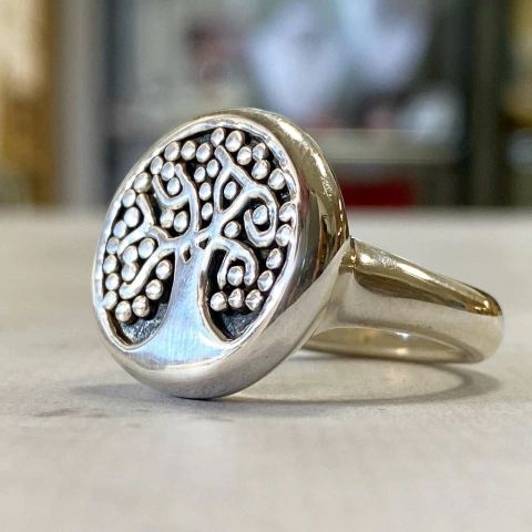 ANILLO PLATA INFLADA CON ARBOL DE LA VIDA ITALIA 10607