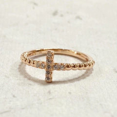 ANILLO PLATA ROSE BARRITA CON CUBICS MODELO CRUZ 10605 - comprar online